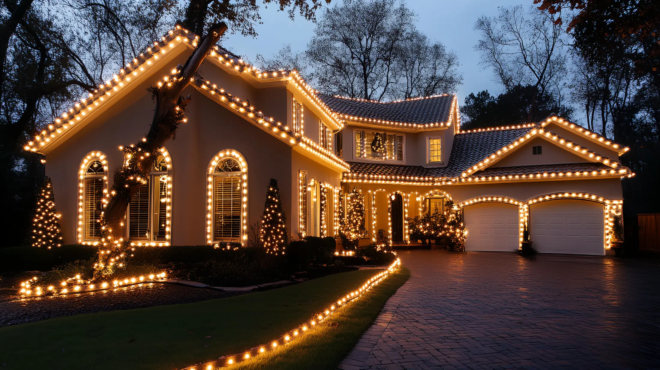 Commercial holiday lighting display for a business property