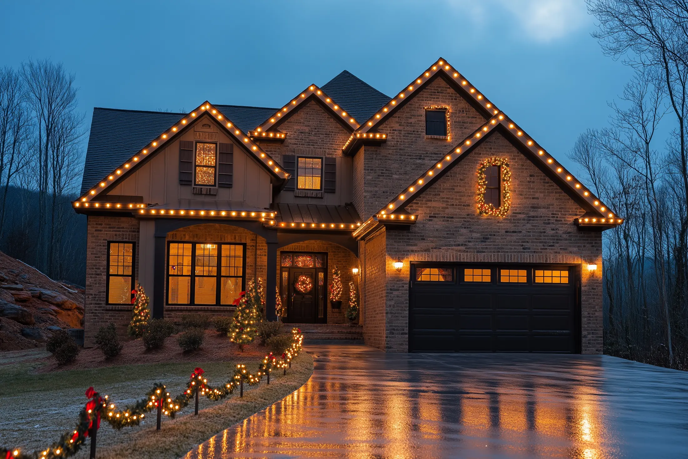 Summit Holiday Lighting crew with truck and installation supplies